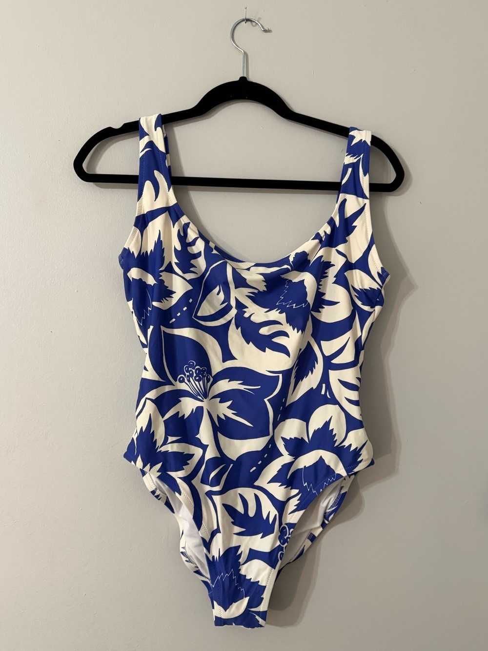 Madewell Second Wave Square Neck One Piece Swimsuit Blue Floral Size M